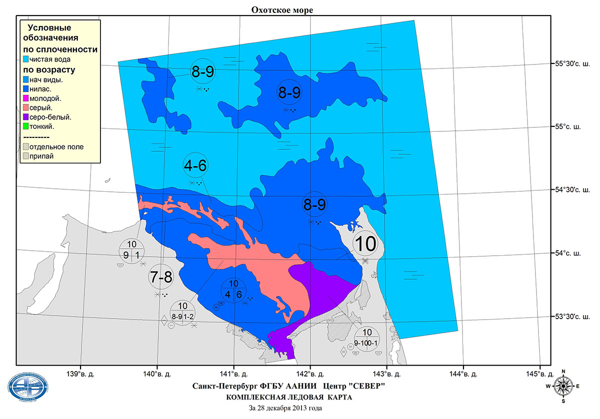 Карта ледовая охотское море