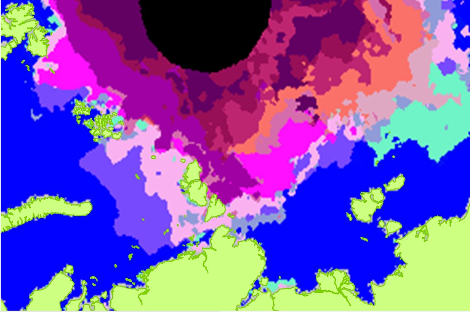 Карта типов динамики сентябрьских льдов в Арктике
