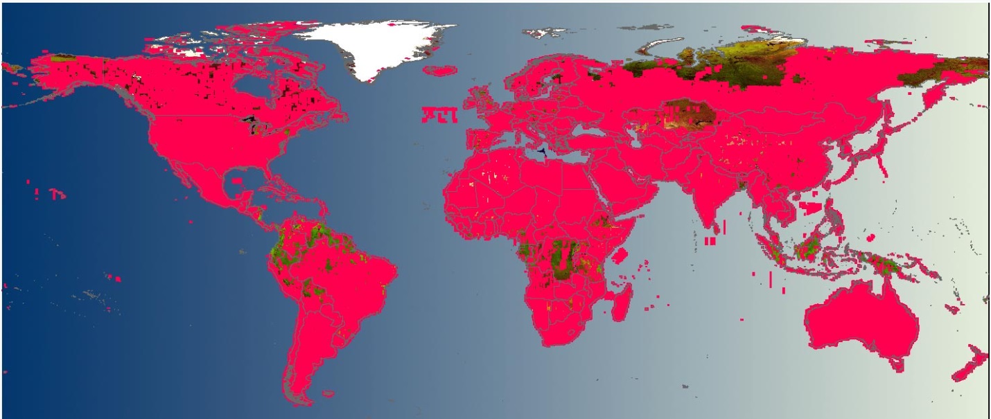 Глобальное покрытие съемкой SPOT 6/7 за период с апреля 2014 г. по апрель 2015 г. Облачность менее 15%. Источник: http://www.geo-airbusds.com/en/6574-national-coverages-less-than-1-year-old?c=gb