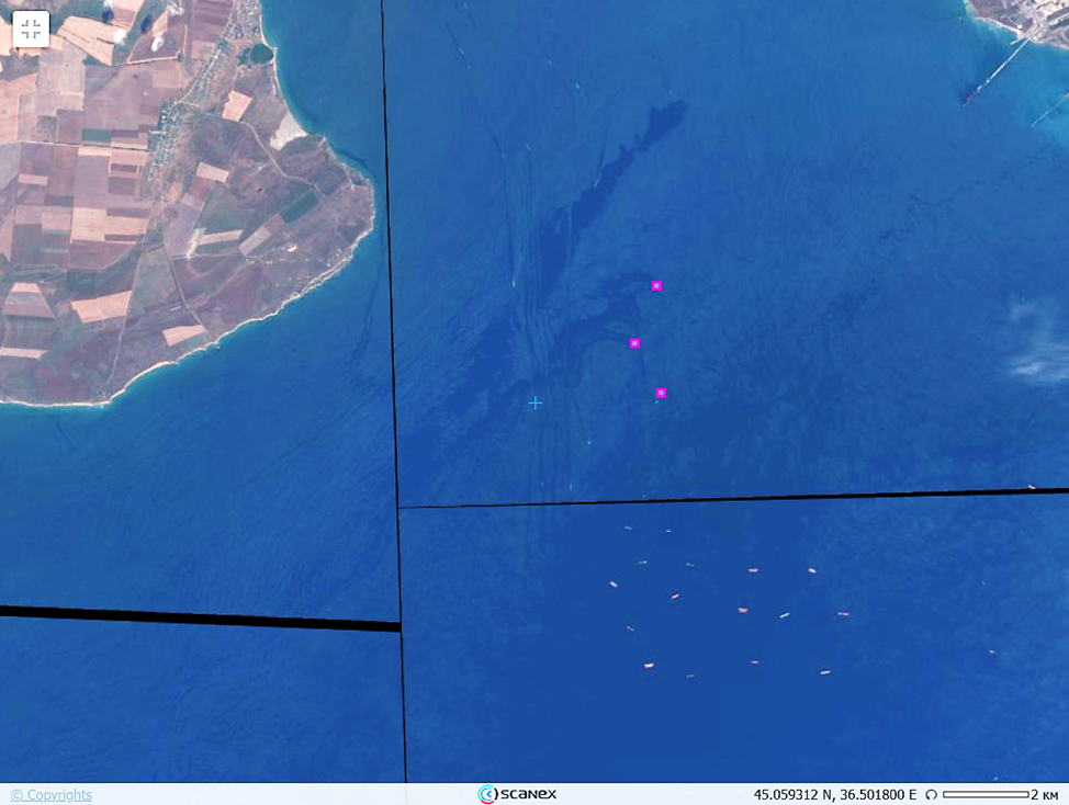 Рисунок 16а. разливы на оптическом снимке Sentinel-2, 11.07.2025 