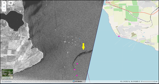 Рис. 3. Фрагмент РЛИ Sentinel-1A от 22.05.2025, 03:48 UTC. © ESA