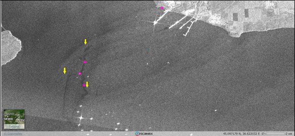 Рис. 4. Фрагмент РЛИ Sentinel-1A от 23.05.2025, 03:41 UTC. © ESA 