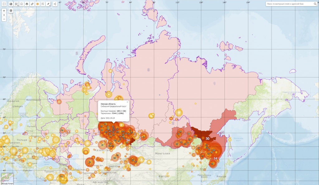 Карта статистики пожарной обстановки на территории страны за 24 апреля 2021 г. карта_20210424.jpg